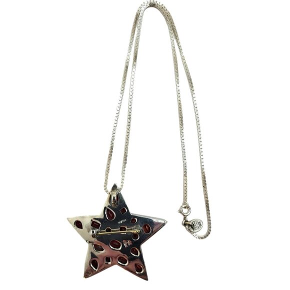 Nicky Butler Vintage Garnet gemstone Star Pendant Brooch .925 Sterling Silver - Picture 12 of 15